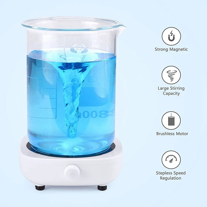 Magnetic Stirrer Mini Lab Stir Mixer Portable Stirrer Plate With Stir Bar 2L 4000RPM for Laboratory EU Plug