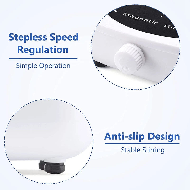 Magnetic Stirrer Mini Lab Stir Mixer Portable Stirrer Plate With Stir Bar 2L 4000RPM for Laboratory EU Plug